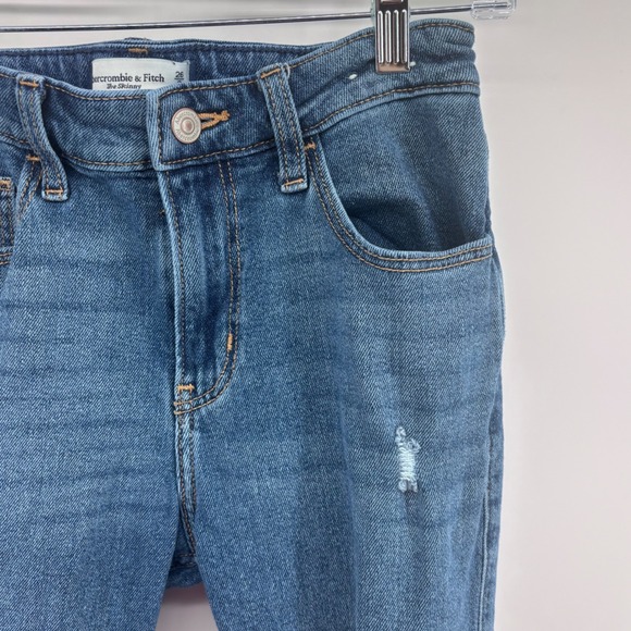 Abercrombie & Fitch The Skinny High Rise‎ Ripped Distressed Blue Jeans 26x28 - Picture 3 of 7